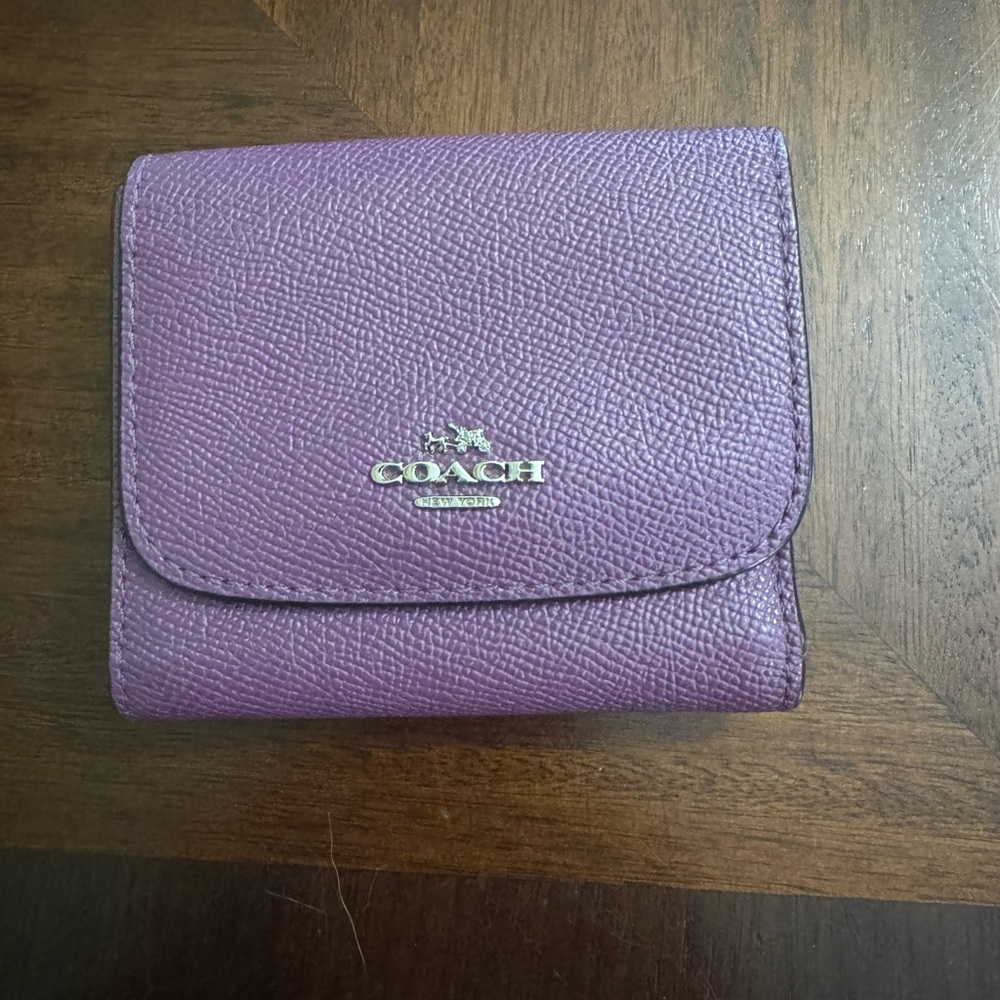 Coach Purple Pebble Leather Small Wallet